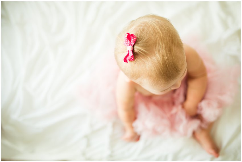 Northern Virginia Baby Photographer Lifestyle Portraits Girl Pearls Pink Tutu Tulle Bow