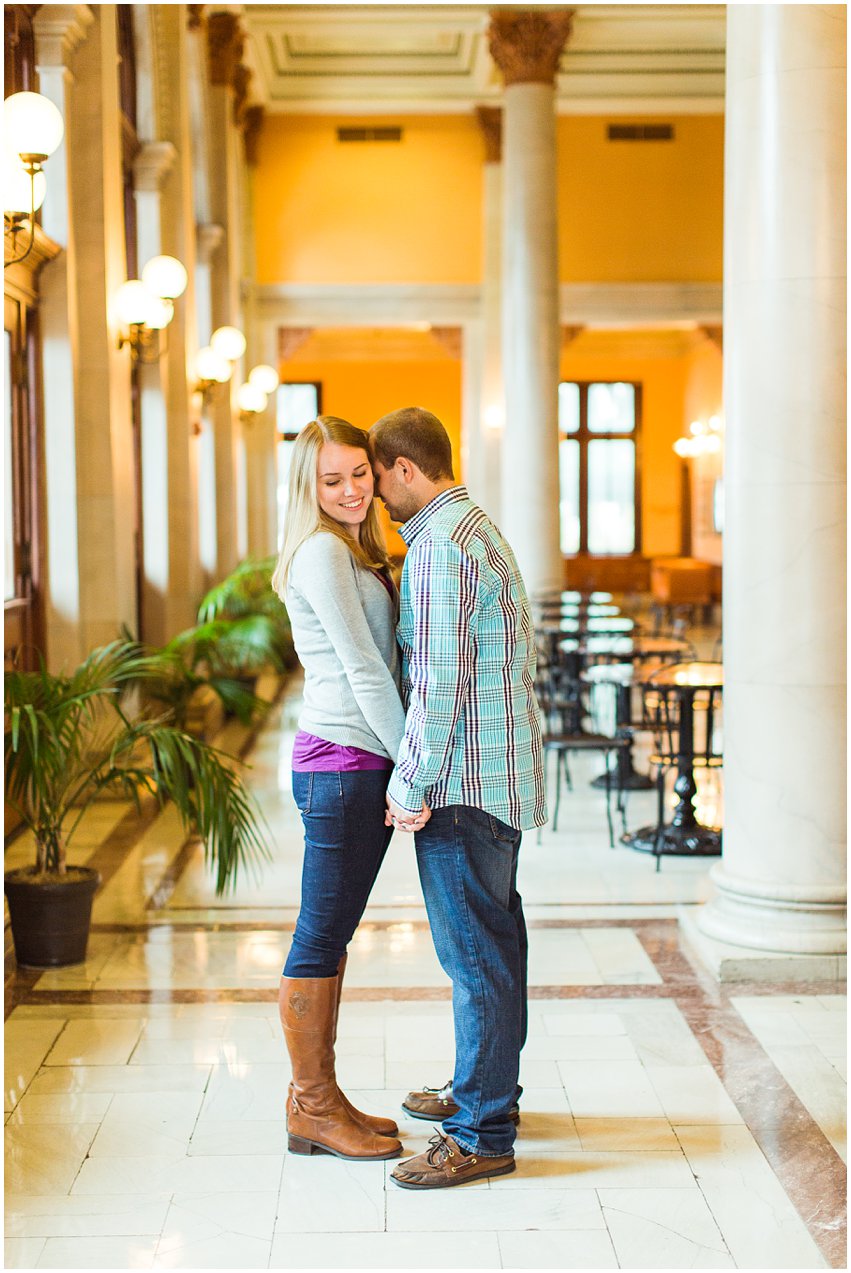 Richmond Engagement Session Virginia Photographer Train Station Main Street Downtown Engaged Rainy Day Engagement Peacoat Boots