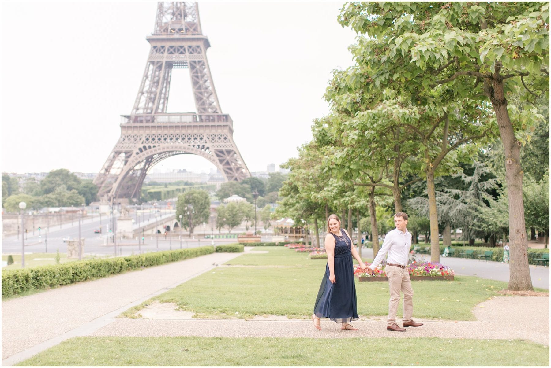 Paris Engagement Photos Trocadero Gardens France Wedding Photographer